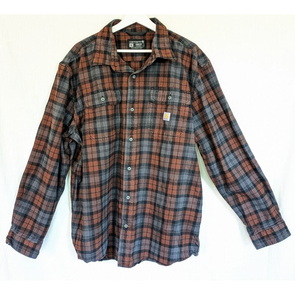 Carhartt Mens XL Loose Fit Heavyweight Flannel Long Sleeve Shirt TW4451-M